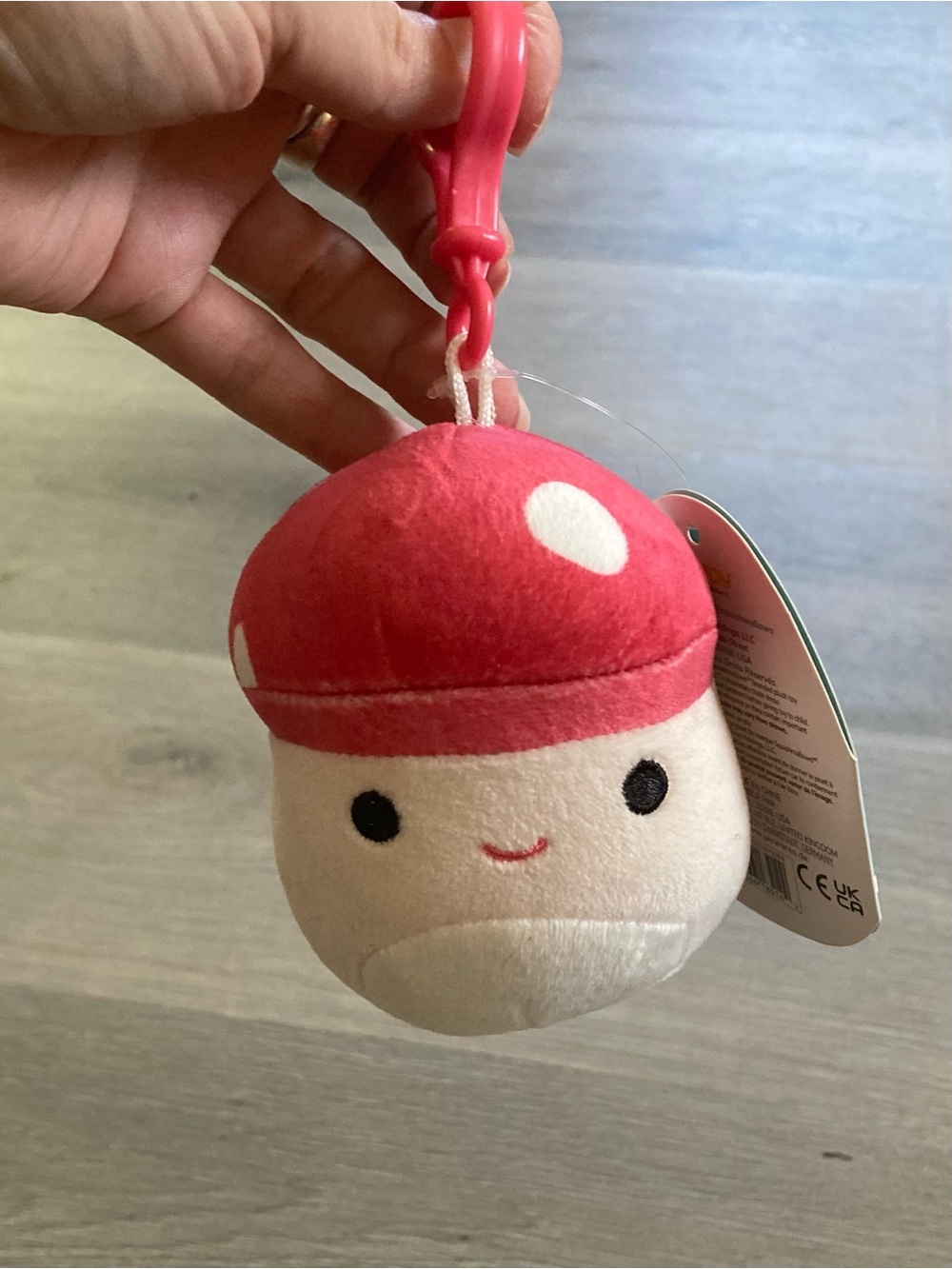 Squishmallows Red & Cream Mushroom Clip Plush Keychain